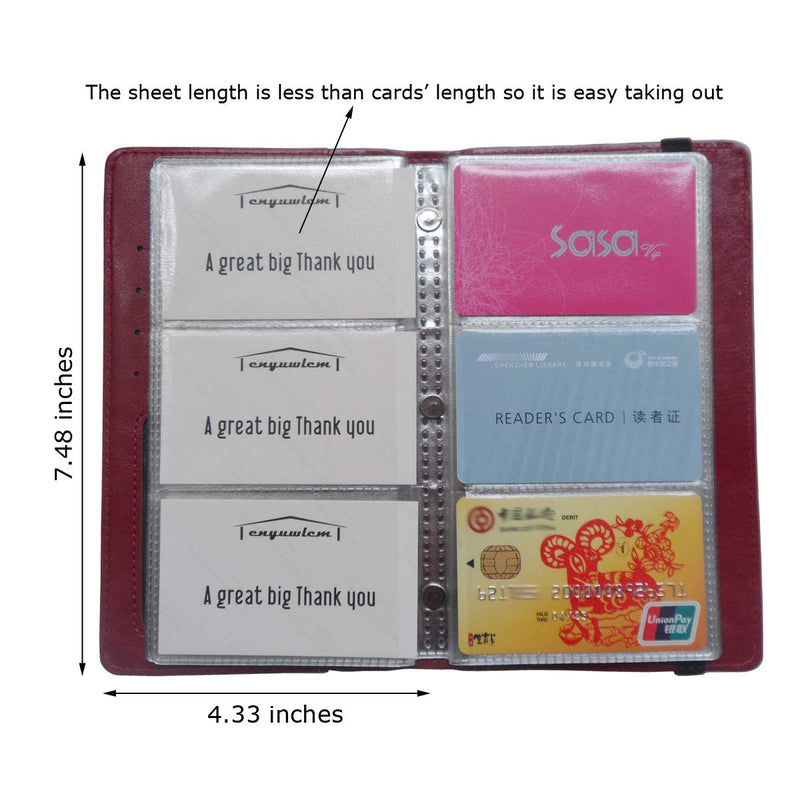 [Australia - AusPower] - Enyuwlcm PU Leather Business Card Book Organizer Journal Name Card Book Holder with Elastic Closure Hold 240 Cards Wine Red 