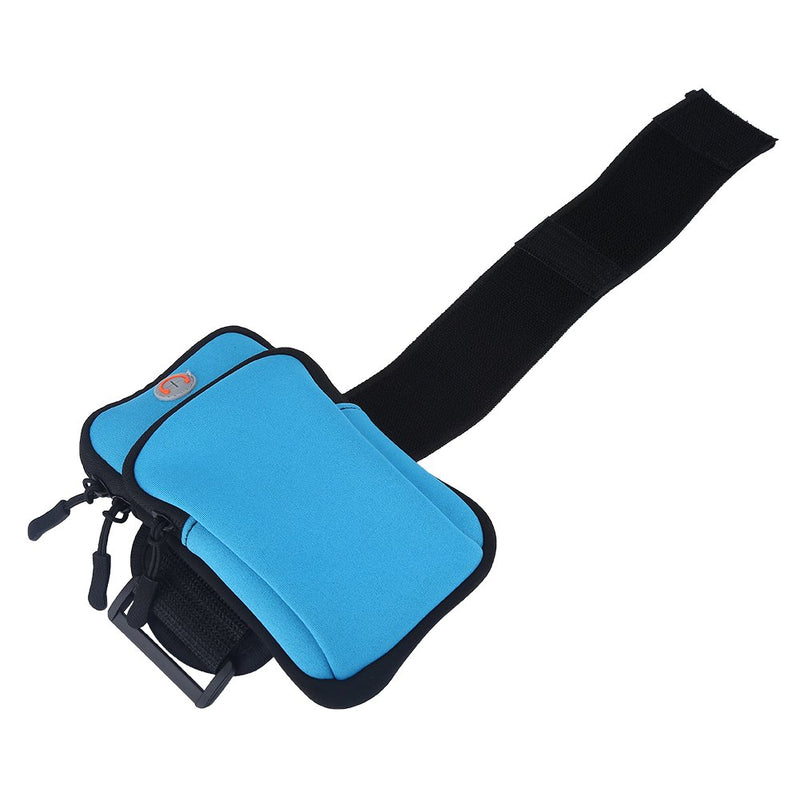 [Australia - AusPower] - Phone Arm Band Gym Phone Holder, Ideal Running Phone Hold, Waterproof Large Capacity Upper Arm Band, Outdoors Premium Elastic Running Armband for Most Phones(Blue) Blue 
