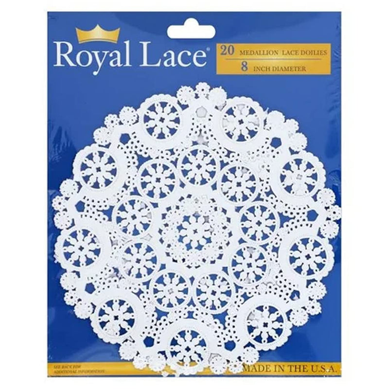 [Australia - AusPower] - Royal Medallion Lace Round Paper Doilies Size: 8 in. - Pack of 20, 10 in. - Pack of 12, 12 in. - Pack of 8 (Bundle), Paper doilies 