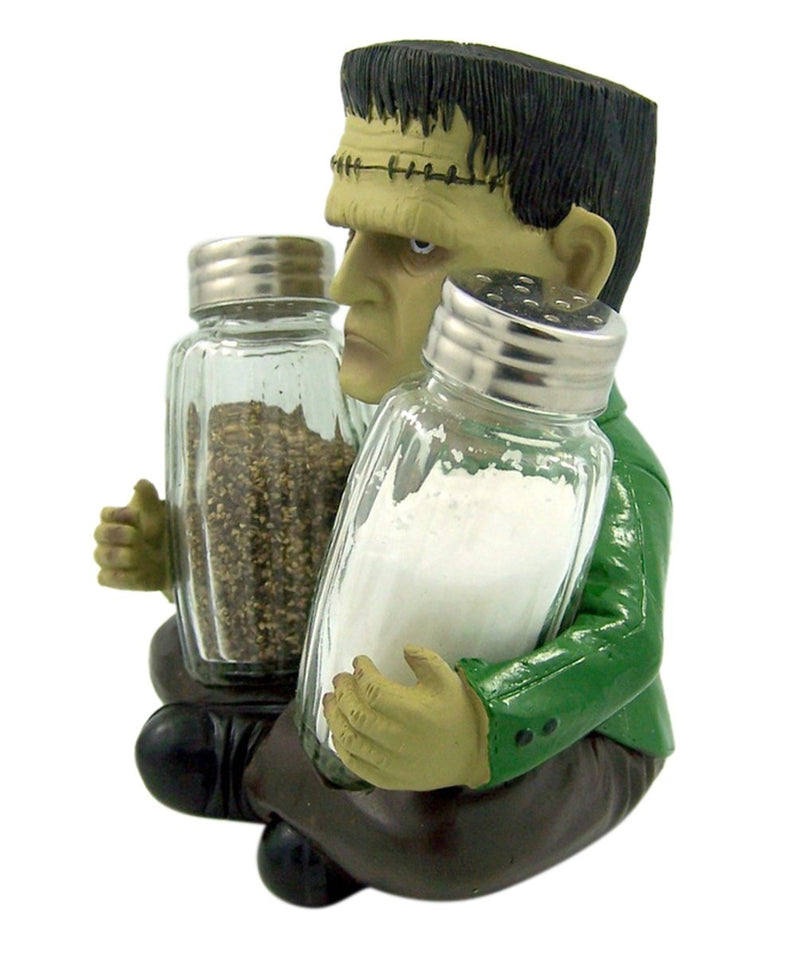 [Australia - AusPower] - World of Wonders Frankenstein Figurine Decorative Spice Holder with Refillable Salt and Pepper Shakers 3 Piece Set | Universal Monsters Goth Kitchen Accessories - 5.5" 