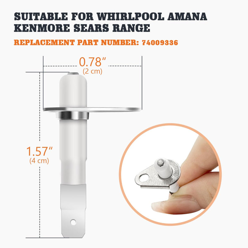 [Australia - AusPower] - 2 Pack 74009336 Oven Range Electrode Burner Spark Igniter Replacement for Whirlpool & KitchenAid & Kenmore, Replace WP74009336 AP6011124 PS11744318 WP74009336VP 