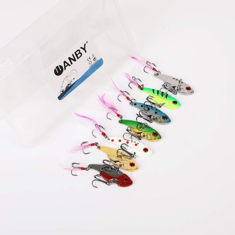 [Australia - AusPower] - WANBY Proven Explosive Color Special Spinner Spoon Swimbait Vibrating Jigging Freshwater Saltwater Fishing Lures with Hook Fishing Tackle for Trout Bass Salmon 7pcs 