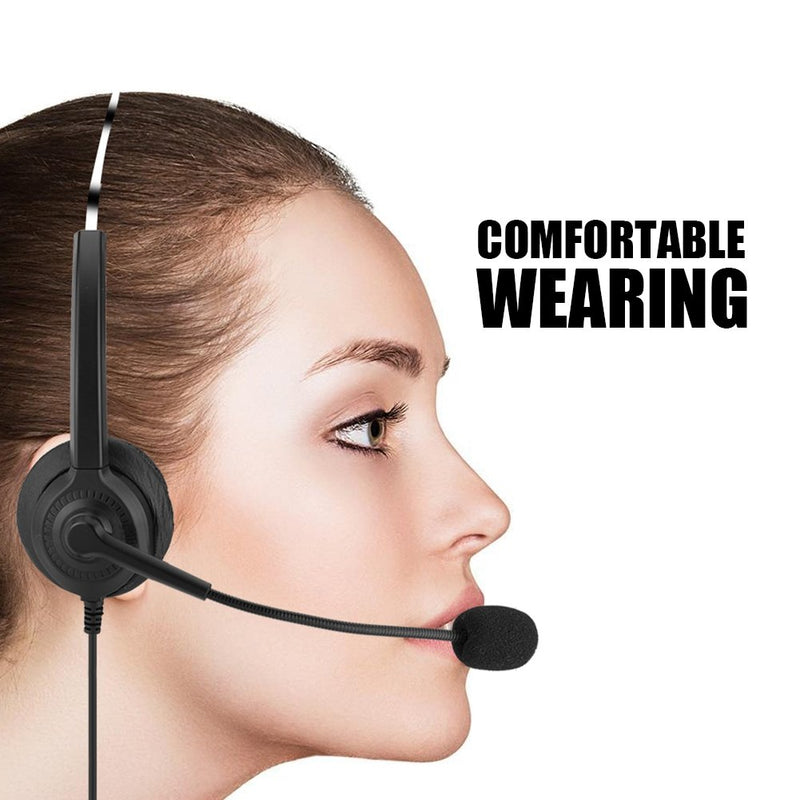 [Australia - AusPower] - Over-Ear Headphones with Noise Cancelling Mic, 3.5mm Stereo Wired Telephone Headset with Microphone,360° Rotary Earmuffs for Skype,Call Center,Office,Video Conference,Laptop,PC(Crystal Plug) Crystal plug 