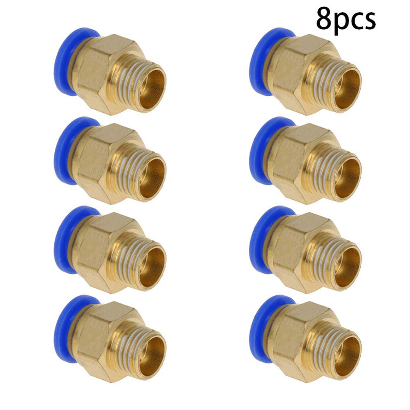 [Australia - AusPower] - Othmro 8 Pcs Push to Connect Tube Fitting 10mm Tube OD x R1/4 NPT Male Straight Pneumatic Quick Connect Fitting s for PETF Tube 0.39"-0.5" 8pcs 