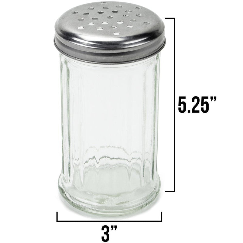 [Australia - AusPower] - Spice & Cheese Shaker - 12 oz. Glass Server with Metal Lid and Extra Large Holes for Parmesan and Mozzarella by Back of House Ltd. 