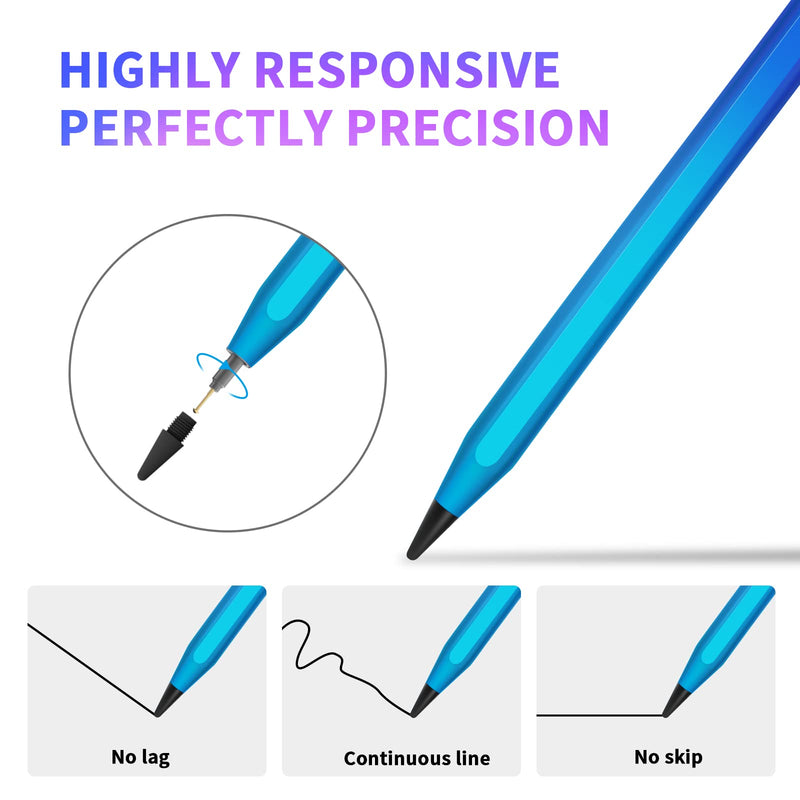 [Australia - AusPower] - ﻿Stylus Pen for iPad Mini 6/5th Gen, iPad Pencil for iPad 6/7/8/9th Gen, Air 5th/4th/3rd Gen, Active Pen with Palm Rejection for iPad Pro (11/12.9 Inch), Magnetic Stylus Pens (Blue) Blue 