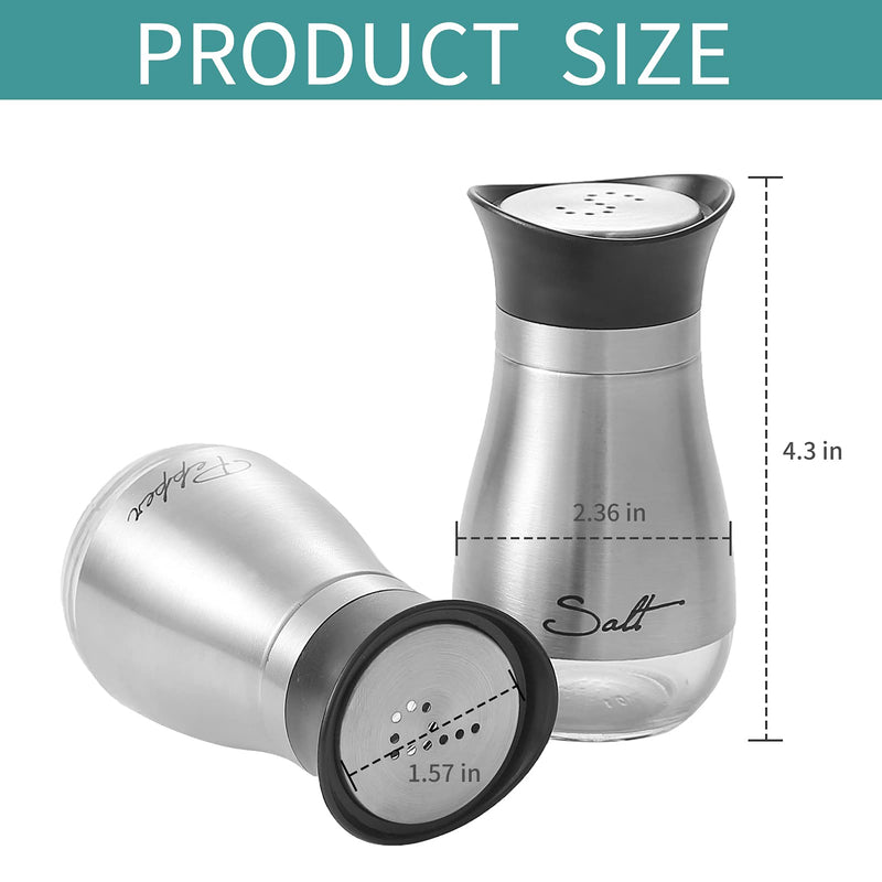 [Australia - AusPower] - 2 Pack Salt & Pepper Shakers Set, Refillable Stainless Steel Salt Pepper Container Spice Shakers Bottle for Home Kitchen, Restaurant, Picnic 