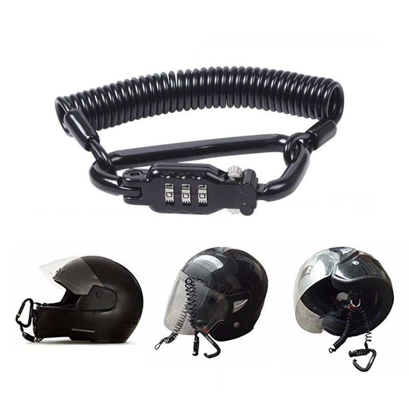 [Australia - AusPower] - Little World Motorcycle Helmet Lock & Cable, Heavy Duty Universal Combination Lock Cable Caribeaner Lock Motorcycle Security PIN Locking Chain for Bike Helmet, Jacket, Cabinets & Luggage 