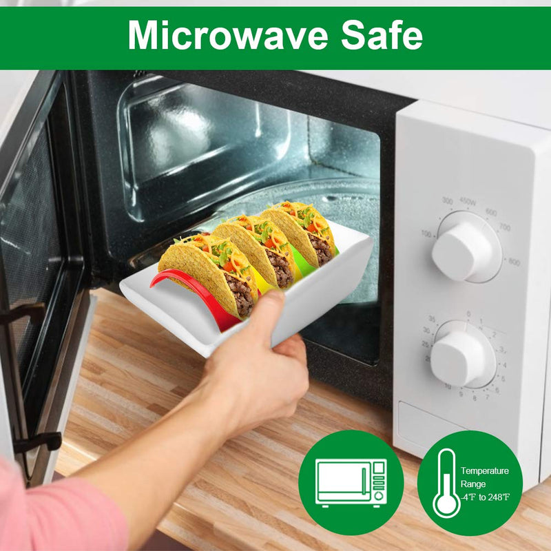 [Australia - AusPower] - Taco Holder Stands Set of 18, BPA Free Taco Holder for Microwave and Dishwasher Taco Tray Taco Shell Holder Rack for Taco Tuesday Taco Bar Taco Party Supplies by ForTomorrow (Red,Yellow,Green) 