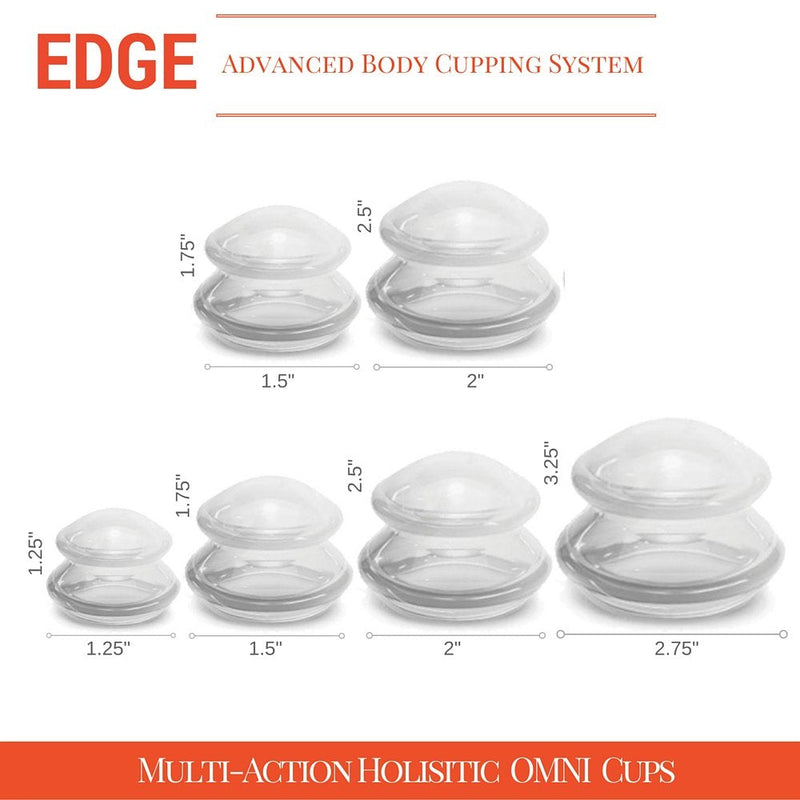 [Australia - AusPower] - Edge Cupping Therapy Sets - Silicone Vacuum Suction Cupping Cups – Muscle, Nerve, Joint Pain Relief (Clear) (6 Piece Set) 6 Piece Set 