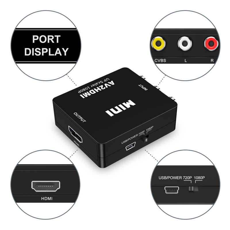 [Australia - AusPower] - RCA to HDMI, Hanchuang AV to HDMI Converter, 1080P Mini RCA Composite CVBS Video Audio Converter Adapter Support PAL/NTSC for PS2, PS3, N64, Wii, STB, Xbox, VHS, VCR, Camera, DVD, ect. 