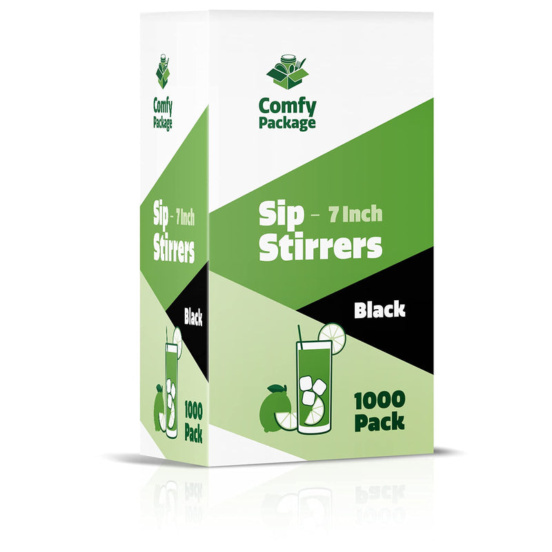 [Australia - AusPower] - [1000 Bulk Pack] 7 Inch Plastic Sip Stirrers/Straws - Disposable Stir Sticks for Coffee & Cocktail - Black 