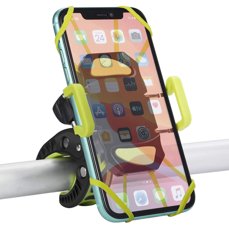 [Australia - AusPower] - ihens5 Bike Phone Mount, Motorcycle & Mountain Bike Handlebar Phone Mount Bicycle Golf Cart Stroller Cell Phone Holder with Rubber Strap 360 Degrees Rotate for iPhone X 8 7 6 6s Plus Samsung (Green) Green 