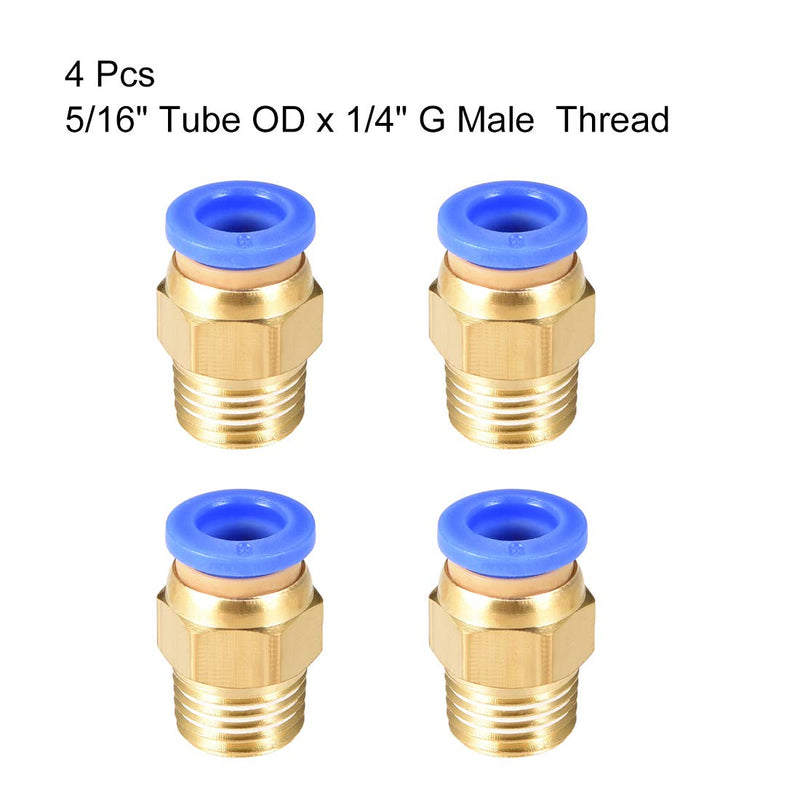 [Australia - AusPower] - uxcell Straight Pneumatic Push to Quick Connect Fittings 1/4NPT Male x 8mm Tube OD 4pcs 