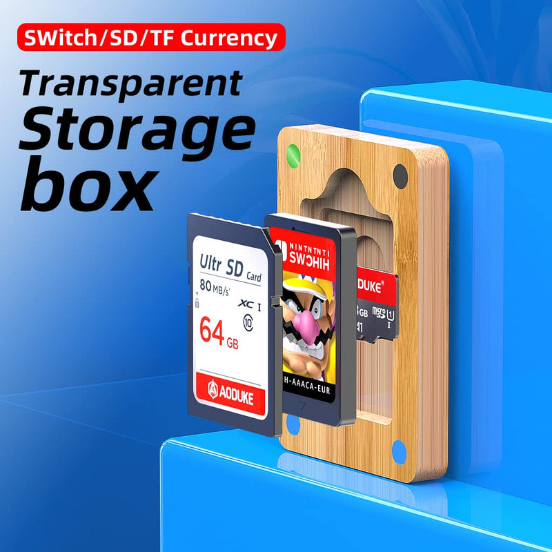[Australia - AusPower] - AODUKE Transparent Bamboo Magnetic Closure, Switch Game Card Case and Micro SD TF Card Memory Card Storage Box Holder AJCX01SD-Z 1 slot acrylic+bamboo 