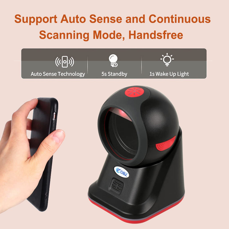 [Australia - AusPower] - 1D 2D QR Desktop Barcode Scanner, Omnidirectional Hands-Free USB Wired Automatic Barcode Reader with Adjustable Scan Head, QR Screen Scanning Scanner for POS PC Supermarket Bookstore Retail Mall 