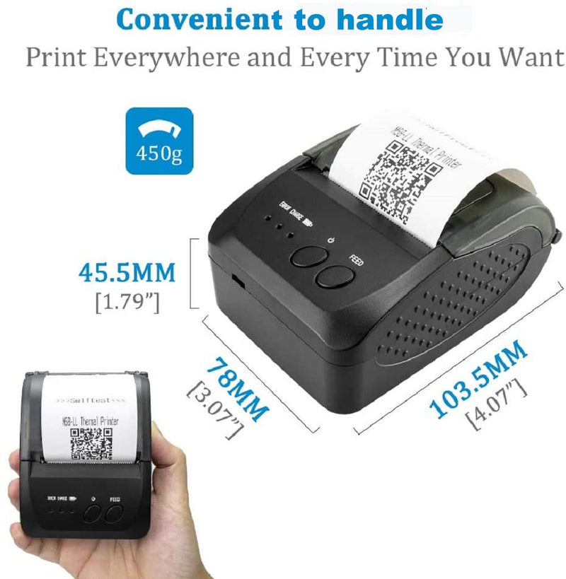 [Australia - AusPower] - NETUM Bluetooth Receipt Printer, 58mm Mini Thermal POS Printer Portable Personal Bill Printer 2 inches for Restaurant Sales Retail Compatible with Android 