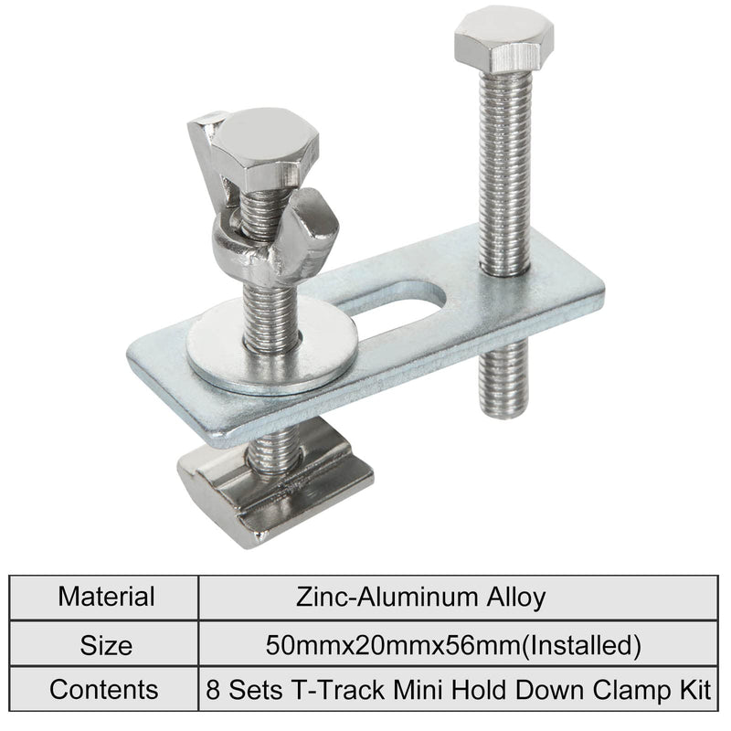 [Australia - AusPower] - 8 Pcs T-Track Mini Hold Down Clamp Kit Antislip Horizontal Quick Release Small clamps Compatible with 3018-PRO, 3018-MX3, 3018-PROVer, 1810-PRO CNC Router Machine 