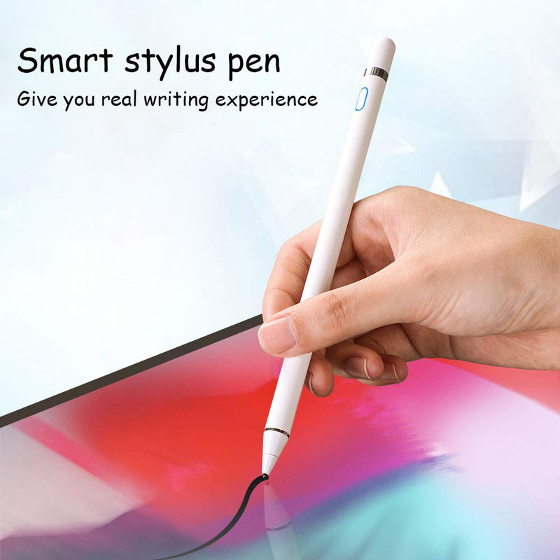 [Australia - AusPower] - DOGAIN Active Stylus Pen for Android,iOS, iPad/iPad 2/New iPad 3/iPad4/iPad Pro/iPad Mini/iPad Mini 2/3 /4 and Most Tablet,1.5mm Fine Point Rechargeable Digital Stylus Pen（White） 