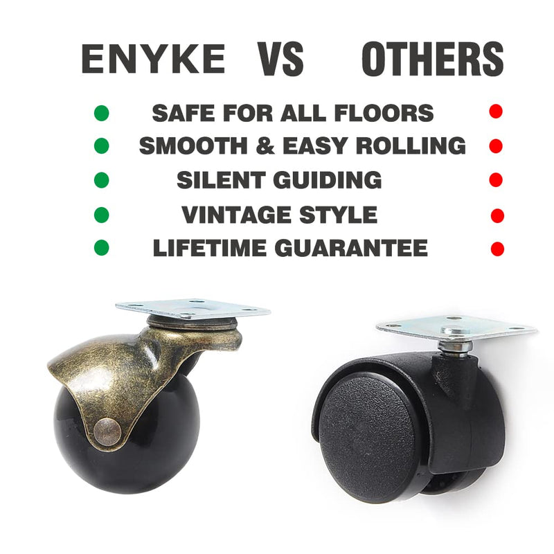 [Australia - AusPower] - ENYKE Ball Caster Wheels, 1.5-inch Small Wheels for Furniture, Swivel Furniture Casters Set of 4, Antique Brass Top Plate Casters for Furniture, Ottoman, Wheelchair, Coffee Table (Screws Included) 1.5 inch 