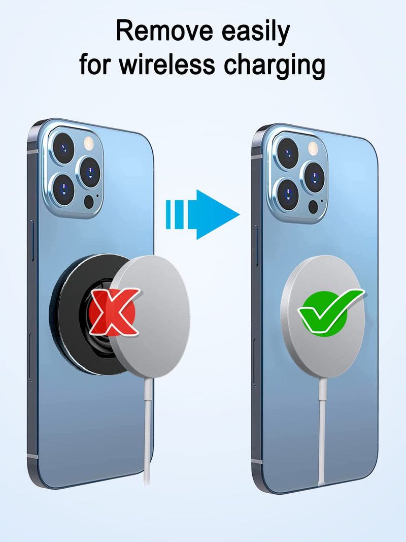 [Australia - AusPower] - Magnetic Ring Holder Magnet Compatible with Magsafe for iPhone 12 13 Pro/Max/Mini Accessories, Removable Phone Grip Finger Loop Wireless Charging Compatible (Black) Black 