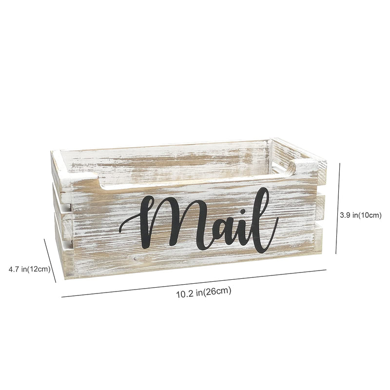 [Australia - AusPower] - Whitewashed Wood Tabletop Mail Holder Box, Desktop Mail Organizer, Farmhouse Mail Organizer Countertop, Mail Holder, Letter Holder, Mail Storage Box, Bill Coupon Organizer with Letter Script Design 