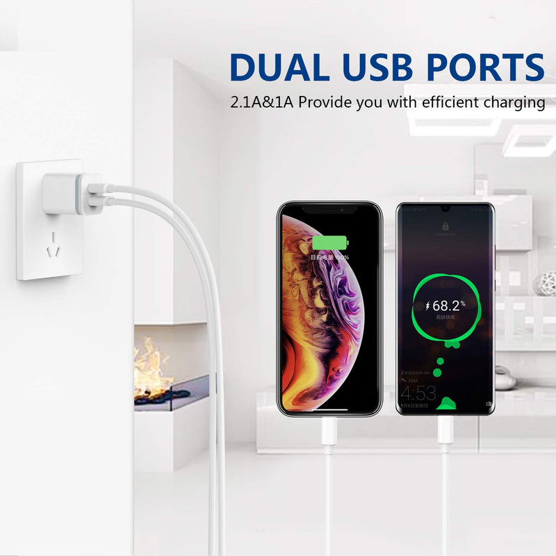 [Australia - AusPower] - LUOATIP USB Wall Charger, 5-Pack 2.1A/5V Dual Port USB Cube Power Adapter Charger Plug Charging Block Replacement for iPhone Xs/XR/X, 8/7/6 Plus, Samsung, HTC, LG, Moto, Android Phones 
