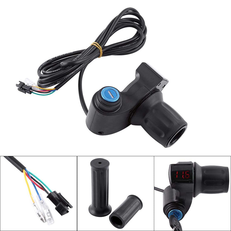 [Australia - AusPower] - Tbest Electric Throttle,Ebike Throttle,Universal E-Bike Throttle Grip Electric Bike Motor Scooter Speed Controller & Cable Set, 12V-99V Half Wrist Twist Grip Throttle Handle with LED Display Key Knock 