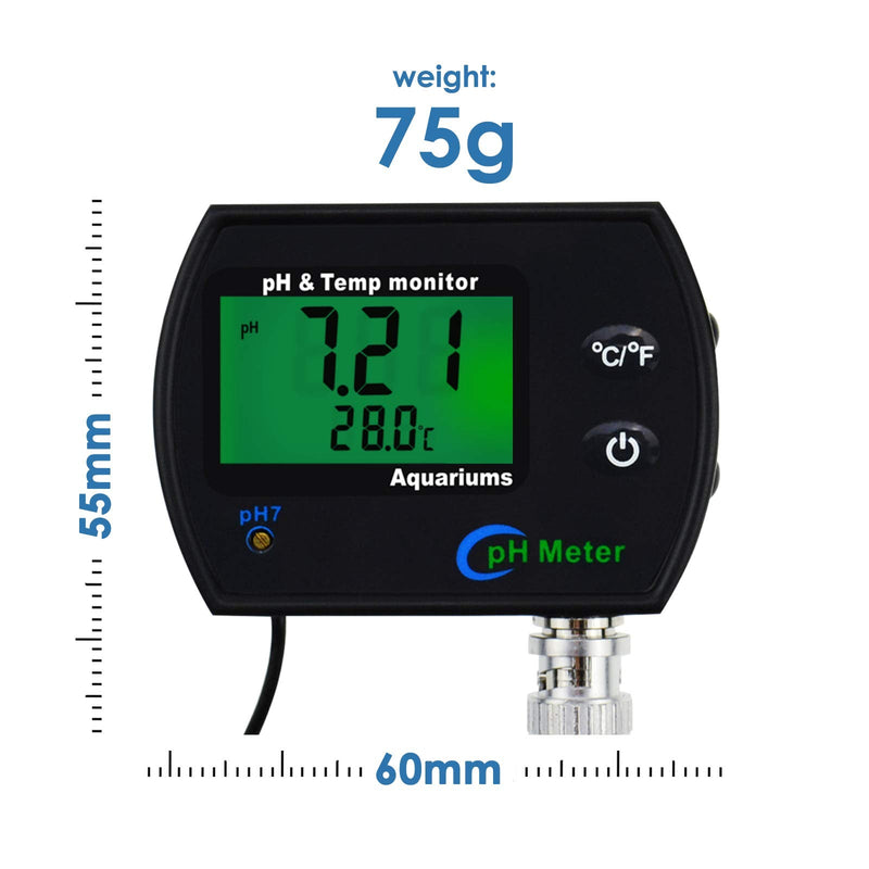 [Australia - AusPower] - TEKCOPLUS 2 in 1 Digital pH Temperature Meter Monitor Tester Sensor Test Kit 0~14.0pH Measure Automatic Calibration BNC Electrode Probe for Hydroponics Aquarium Water Ph/Temp Meter w/ pH Electrode 