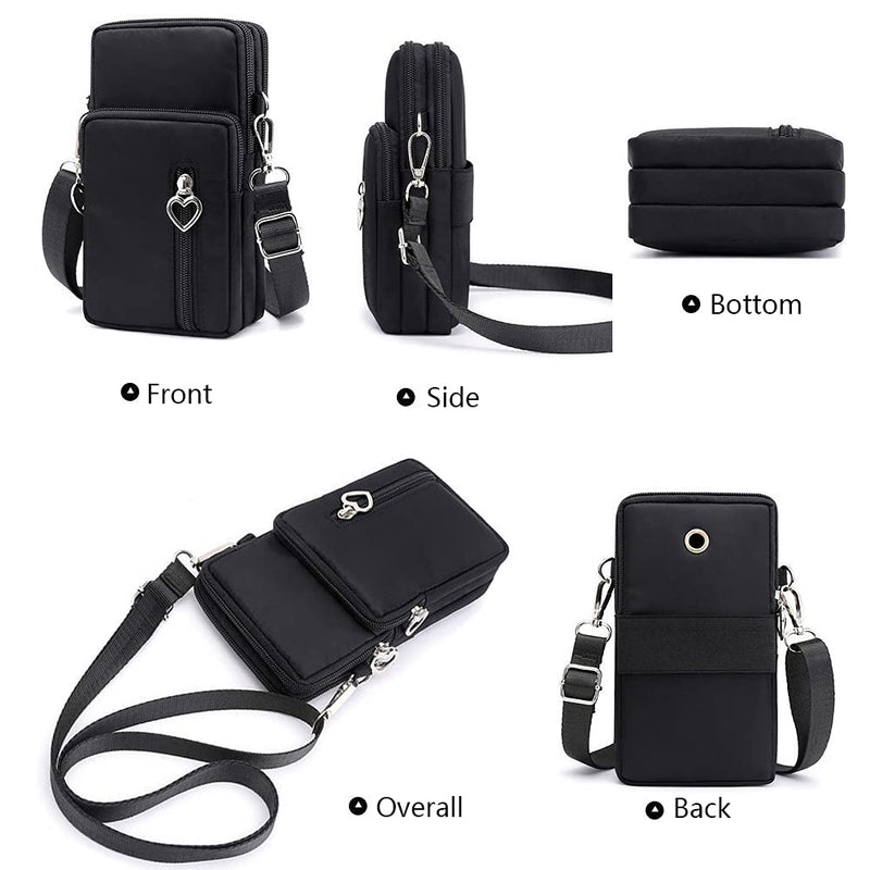 [Australia - AusPower] - Bobrand Women Crossbody Phone Case Armband Bag for TCL 20S, 20 SE, Pro, LG Stylo 6, K51, Velvet, V60 ThinQ, Moto G Stylus, Power, One 5G Ace, G9 Plus, BLU G91 G91, G90 G50 (Black) Black 