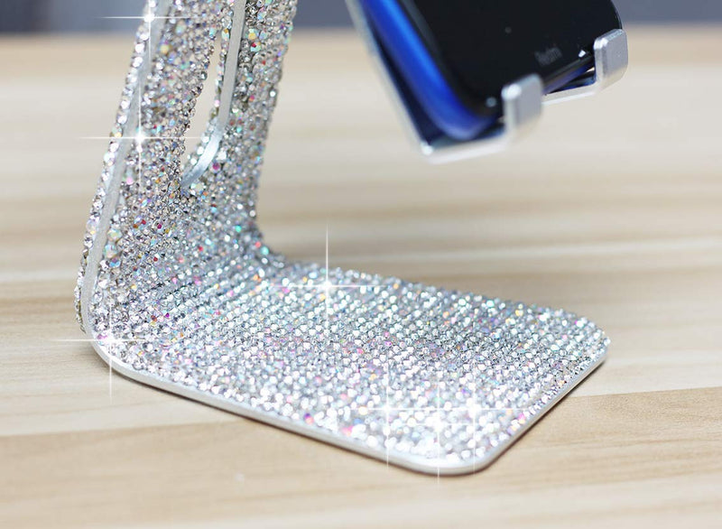 [Australia - AusPower] - Carchile Bling Rhinestone Crystal Adjustable Cell Phone Stand, Phone Holder for Desk, Phone Desktop Holder Stand Compatible with iPhone IPAD Samsung Smart SZ (Silver) Silver 