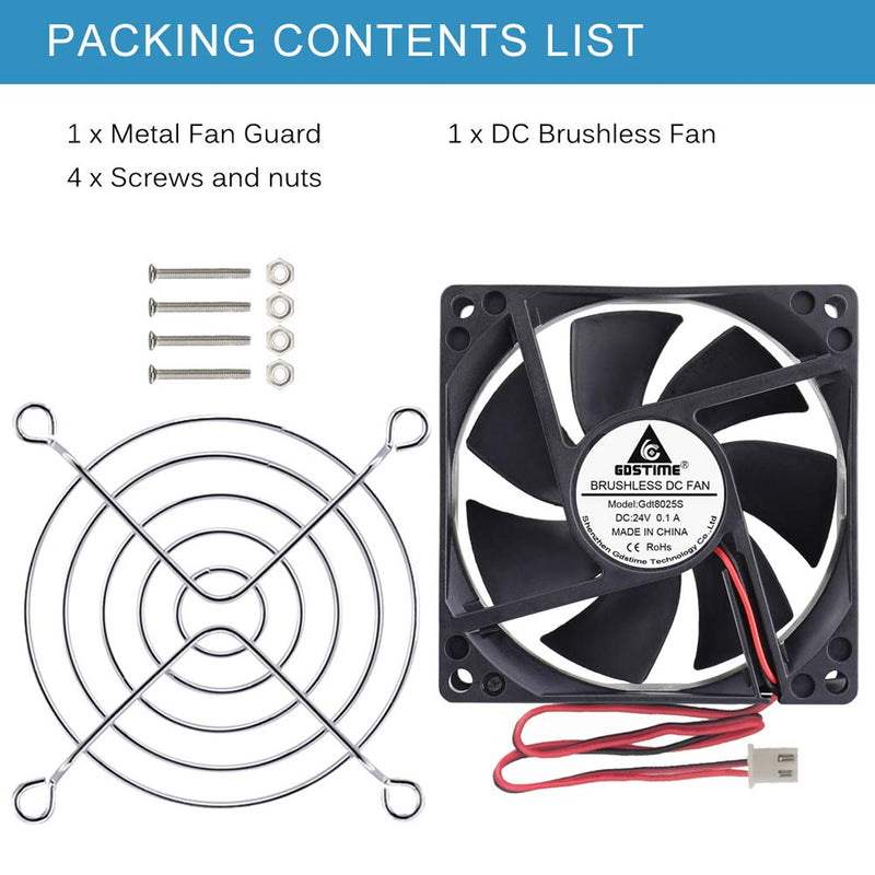 [Australia - AusPower] - GDSTIME 80mm x 80mm x 25mm 24V Brushless DC Cooling Fan 
