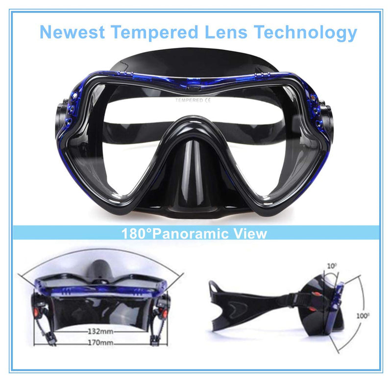 [Australia - AusPower] - EXP VISION Snorkel Diving Mask, Professional Snorkeling Mask Gear, Ultra Clear Lens with Wide View Tempered Glass Goggles,Anti Leakage Scuba Mask, Silicone Swimming Goggles Mask for Adults, 3 Color a-blue 