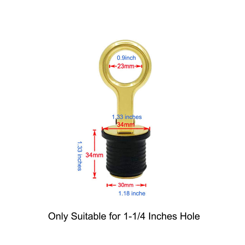 [Australia - AusPower] - Douzime Boat Drain Plug Brass Snap Handle 1-1/4-inch Rubber Bailer Tight Flip Style Hull Plugs 