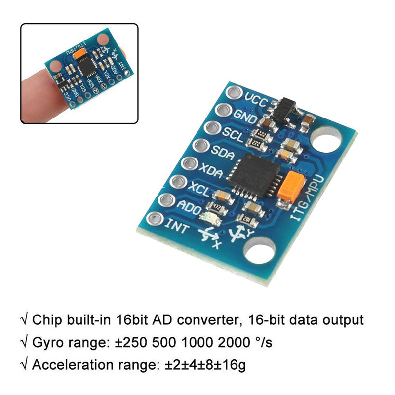 [Australia - AusPower] - 6 Pcs GY-521 MPU-6050 MPU6050 Module Kit,6 DOF MPU-6050 3 Axis Accelerometer Gyroscope Sensor Module 16Bit AD Converter Data Output IIC I2C DIY Kit for Raspberry Pi 