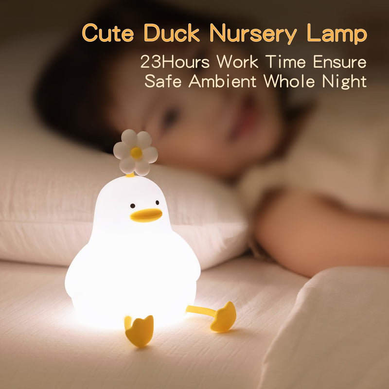 [Australia - AusPower] - KinYiLO Cute Duck Night Lights for Kids Toddler, Ambient Nursery Nightlight, Soothing Lamp for Baby Room/Bedroom/Bedside, Rechargeable Battery,30 Min Timer 