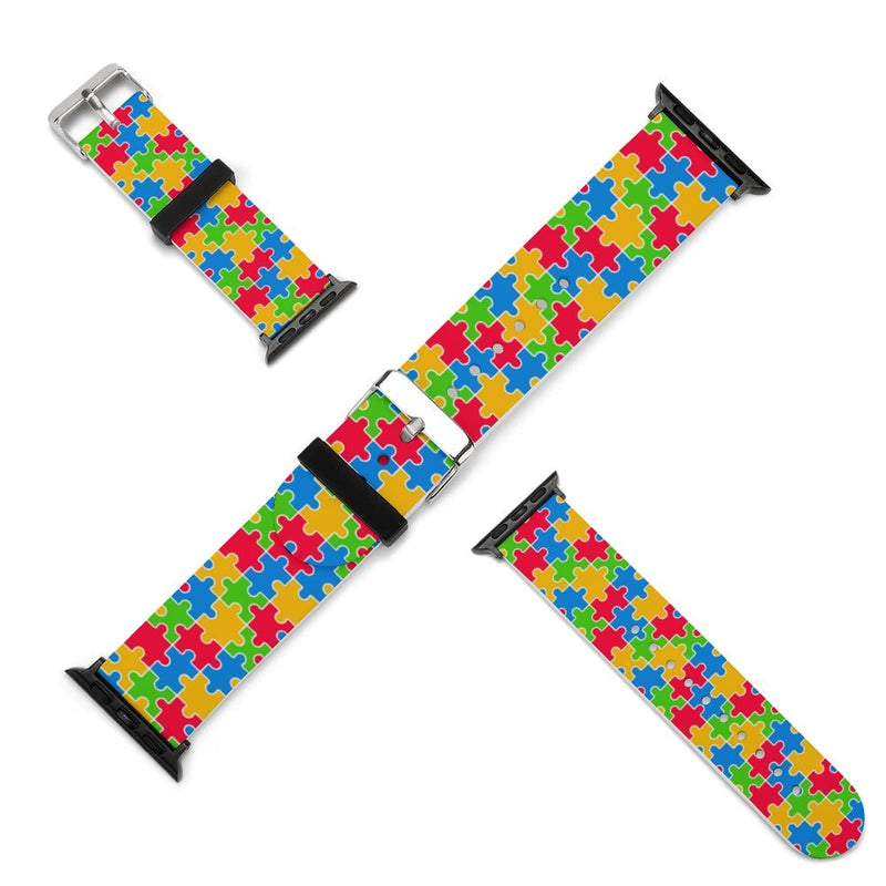 [Australia - AusPower] - Autism Awareness Gift Wristband Straps for Apple Watch Bands Soft Silicone Sports IWatch Band Strap for Apple Smart Watch Series 7 6 5 4 3 2 1 SE. Autism Awareness-Colorful Jigsaw 42mm/44mm 