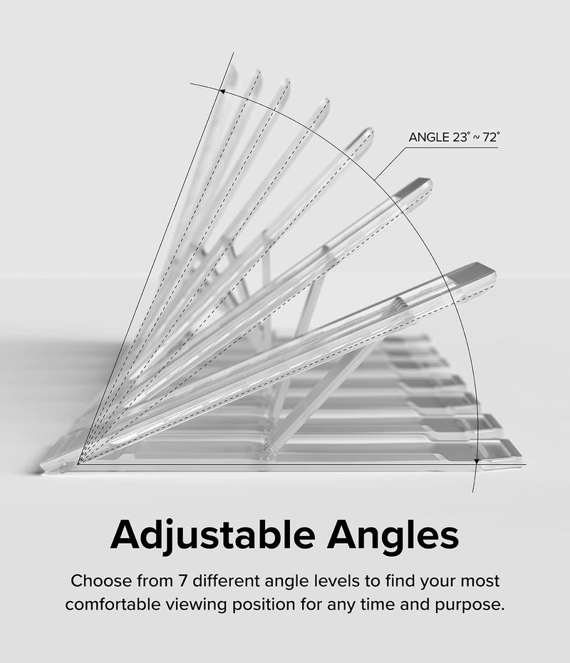 [Australia - AusPower] - Ringke Outstanding Universal Tablet Stand Spring-Action Adjustable Slim Thin Kickstand Multi Angle Adhesive Holder for iPad, Android Tablets, E-Reader, and More - Clear Mist 