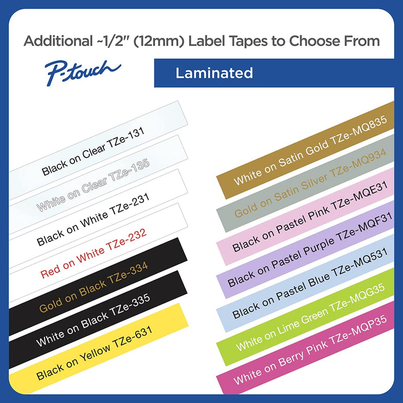 [Australia - AusPower] - Brother Genuine P-touch TZE-1312PK Tape, 1/2" (0.47") Standard Laminated P-touch Tape, Black on Clear, Perfect for Indoor or Outdoor Use, Water Resistant, 26.2 Feet (8M) each, Two-Pack 