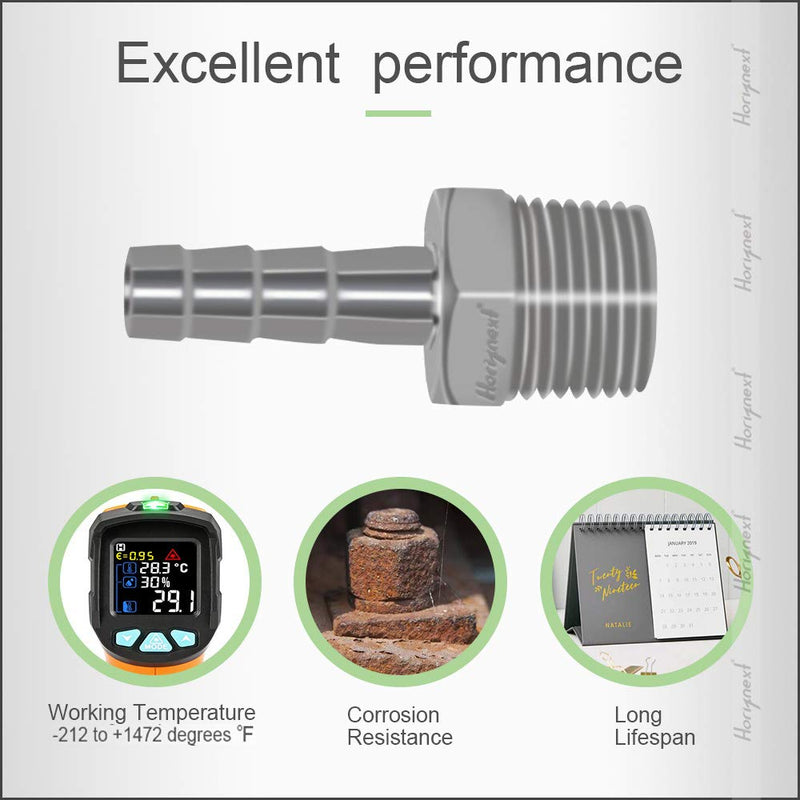 [Australia - AusPower] - Horiznext NPT 1/2 thread x 3/8" hose barb fitting, Stainless Steel for Midwest Home brew and Wine making Supplies repair kit, Pack of 4 