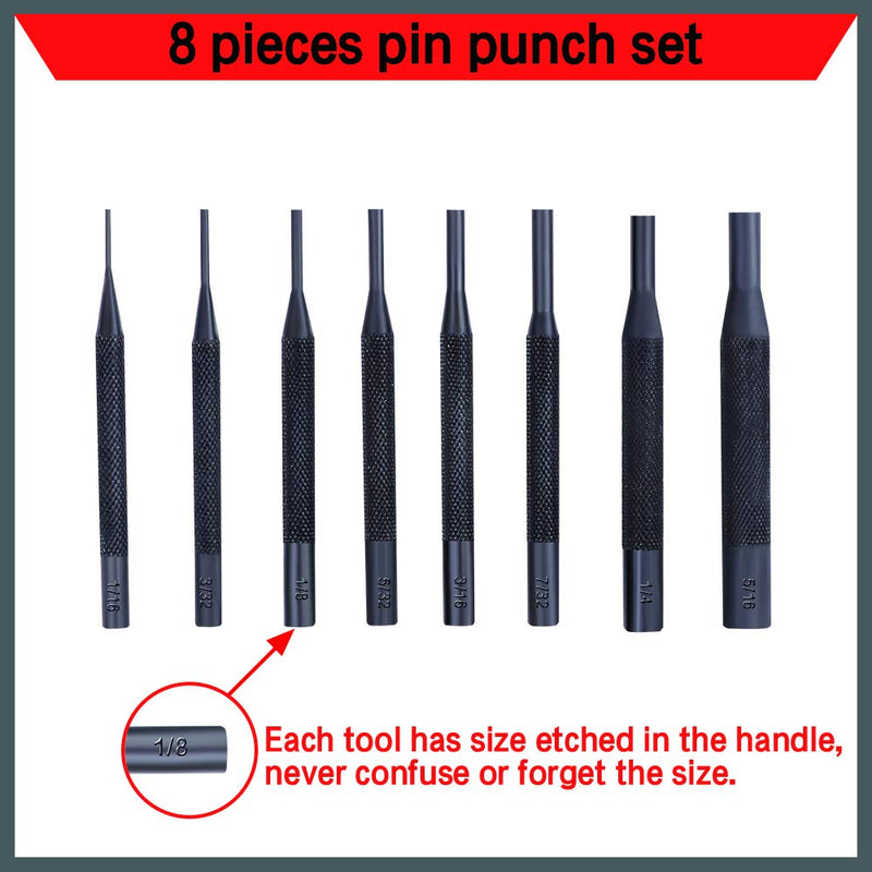 [Australia - AusPower] - HORUSDY 8 Pieces Pin Punch Set, Kit Removing Repair Tool with Holder for Automotive, Watch Repair,Jewelry and Craft 