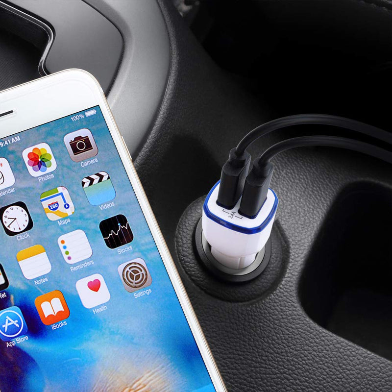 [Australia - AusPower] - Car Charger,2.4A Dual Port USB Cigarette Lighter Adapter Fast Charging 2Pack Flush Fit for iPhone 12 Mini/11/Xs Pro Max XR X 8 Plus, iPad, Samsung Galaxy S20 Ultra/S20 FE/S10e/S9, A01/11/10e/20/51,LG 2Pack-White 