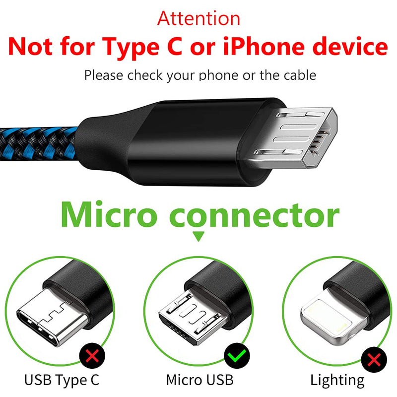 [Australia - AusPower] - Micro USB Cable, 3Pack 10FT Android Charger Cable Long Nylon Braided Sync and Fast Charging Cord Compatible with Samsung Galaxy S7 S6 Edge, Kindle, Android Smartphones, Tablets and More Blue 