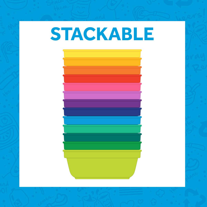 [Australia - AusPower] - RE-PLAY Made in USA 3pk - 12 oz. Stackable Bowls | Aqua, Sky, Navy Blue | Eco Friendly Heavyweight Recycled Milk Jugs | Virtually Indestructible| BPA Free | True Blue A True Blue 