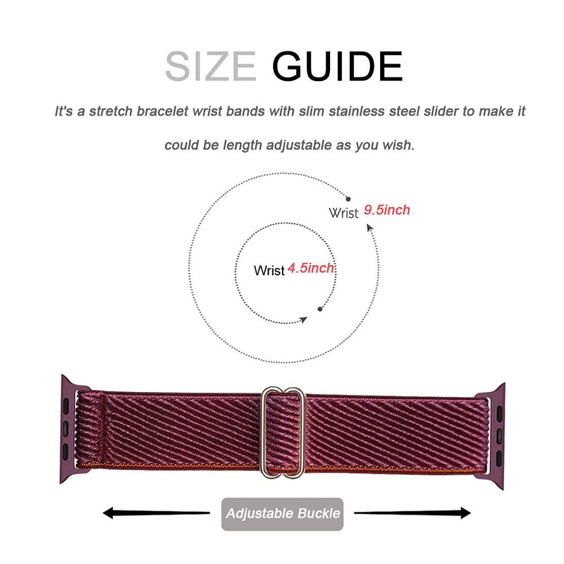 [Australia - AusPower] - HdanMole Compatible with Apple Watch Bands 41MM 45MM 38MM 40MM 42MM 44MM for Women Men Adjustable Soft Stretchy Solo Loop Strap,Elastics Nylon Wristband Compatible for iWatch Series 7/6/5/4/3/2/1/SE Plum 42/44/45mm 