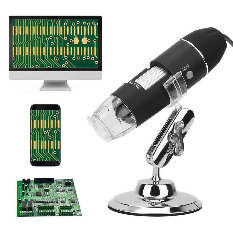 [Australia - AusPower] - USB Digital Microscope,1600X Magnification Endoscope Mini Camera with 8 LEDs and Microscope Metal Stand,Compatible with Android, Mac,Window 7 8 10 for Kids, Students, Adults 