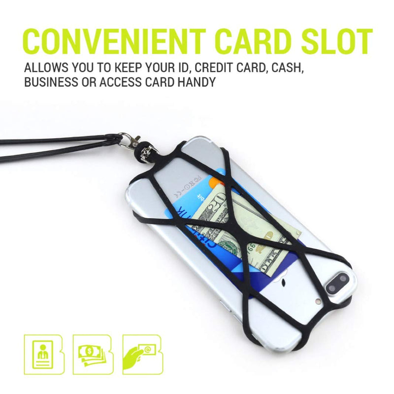 [Australia - AusPower] - Gear Beast Universal Cell Phone Lanyard - Silicone Cell Phone Holder for Walking w/Neck ﻿Strap, Black 