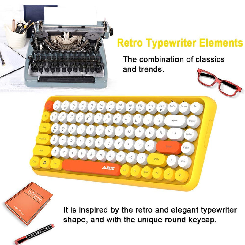 [Australia - AusPower] - FELiCON Wireless Bluetooth Keyboard Mini Portable 84-Key Keyboard Compatible with Android, Windows, PC, Tablet-Dark, Perfer for Home and Office Keyboards Yellow 