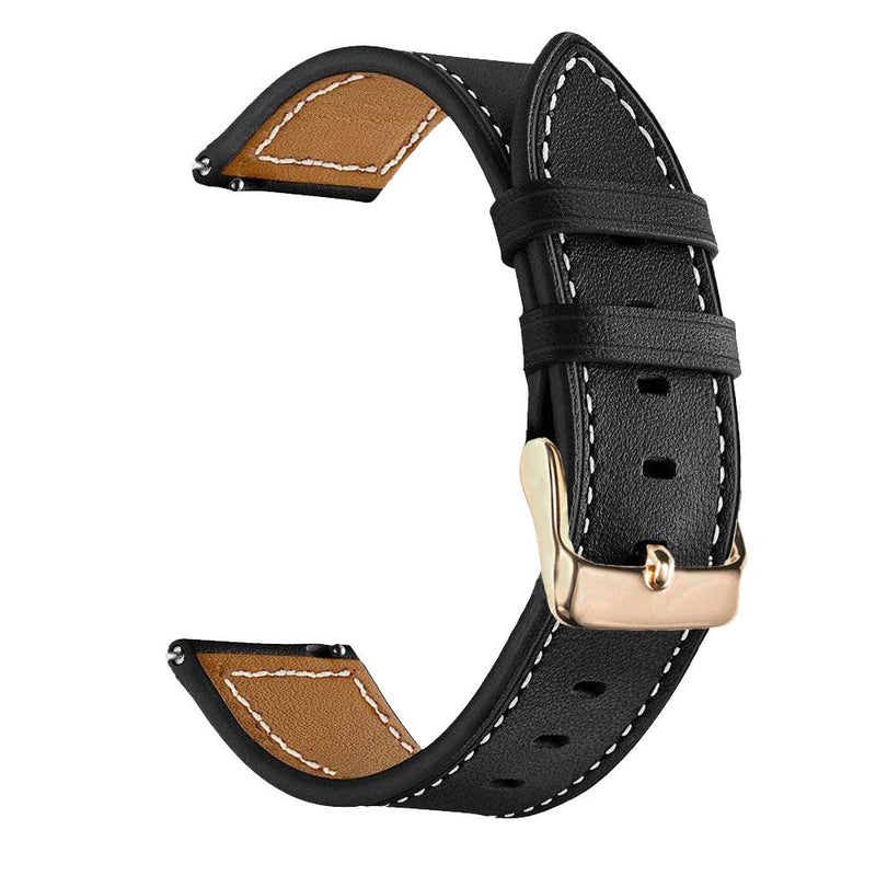 [Australia - AusPower] - LDFAS Compatible for Galaxy Watch 42mm/ Active 40mm Bands, Genuine Leather 20mm Watch Strap with Rose Gold Buckle Compatible for Samsung Galaxy Watch 42mm/Active 2 44mm Smartwatch Brown+Black (2 Pack) Brown+Black (Rose Gold Buckle) 