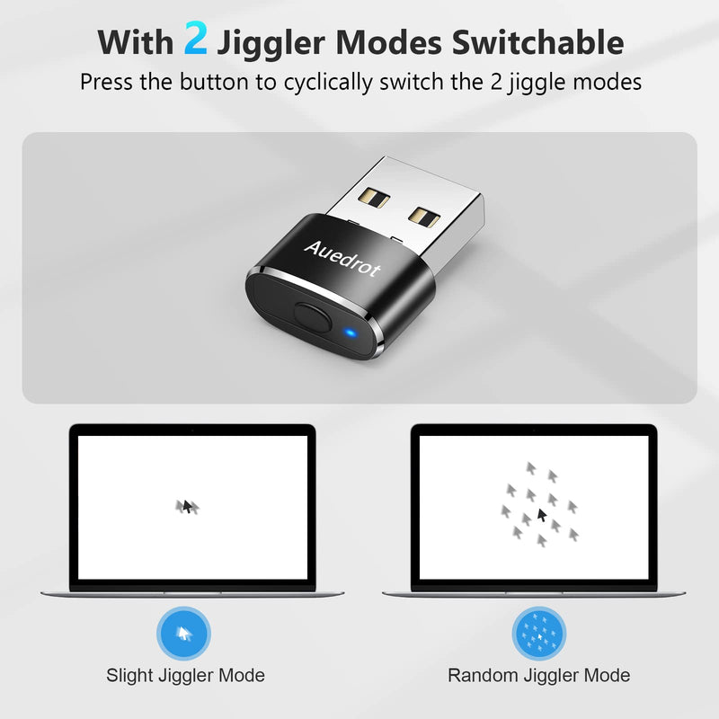 [Australia - AusPower] - Mouse Jiggler Undetectable Metal USB Mouse Mover with Switch Button, Automatic Mini Mouse Shaker with 2 Jiggle Modes, Mouse Simulator, Driver-Free, Plug & Play, Keep Computer/Laptop Awake, Black 1 PCS 
